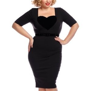 Collectif Ophelia Pencil Dress with Velvet Heart